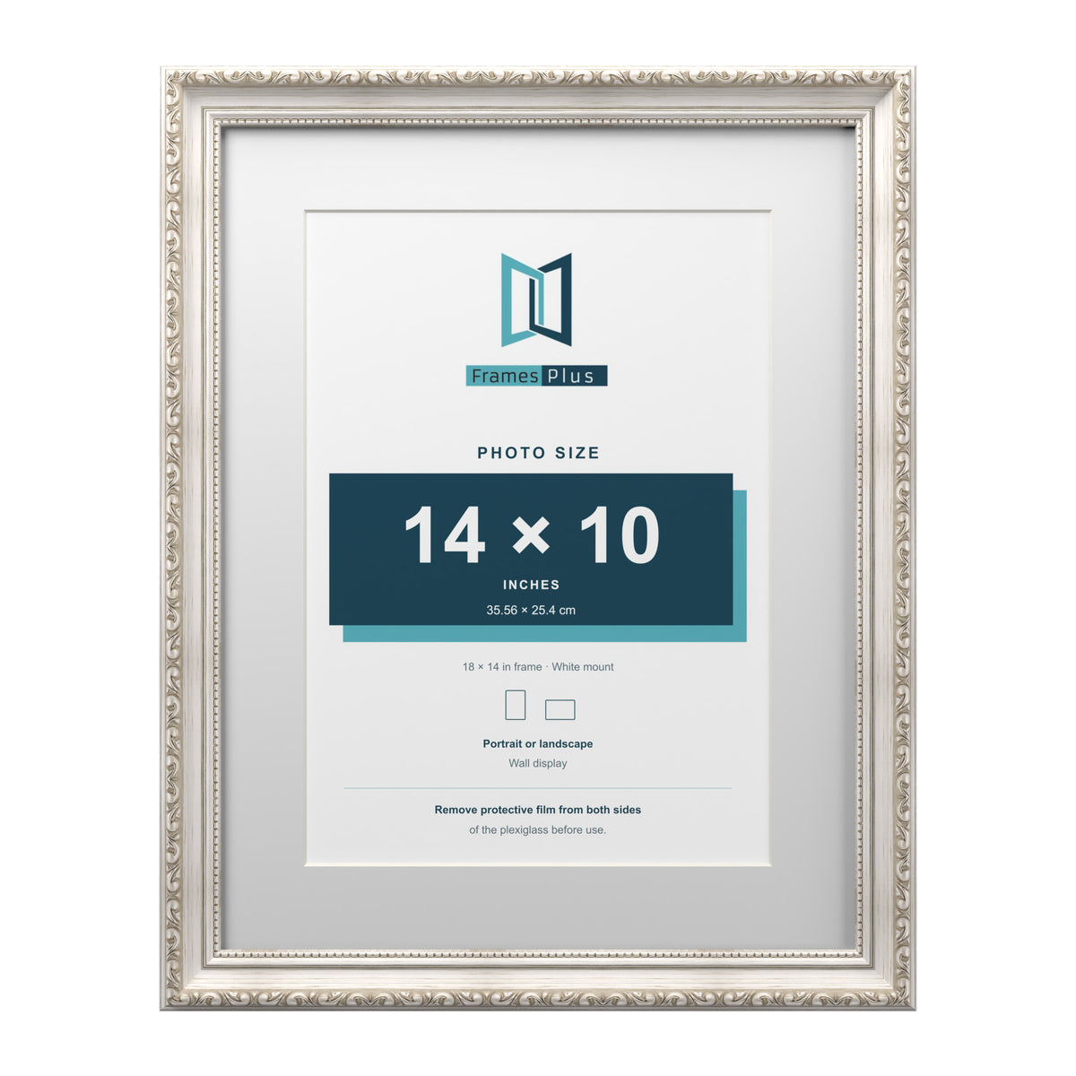 Louis Range Silver Picture, Photo & Poster Frame with White Mount - 18x14" Frame for 14x10" Photo, Silver