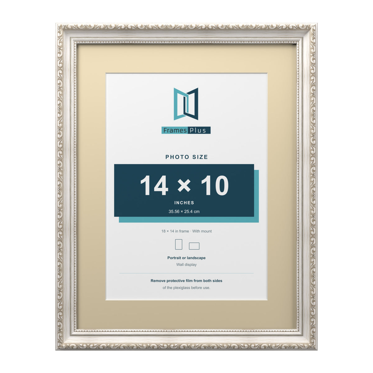 Louis Range Silver Picture, Photo & Poster Frame with Ivory Mount - 18x14" Frame for 14x10" Photo, Silver
