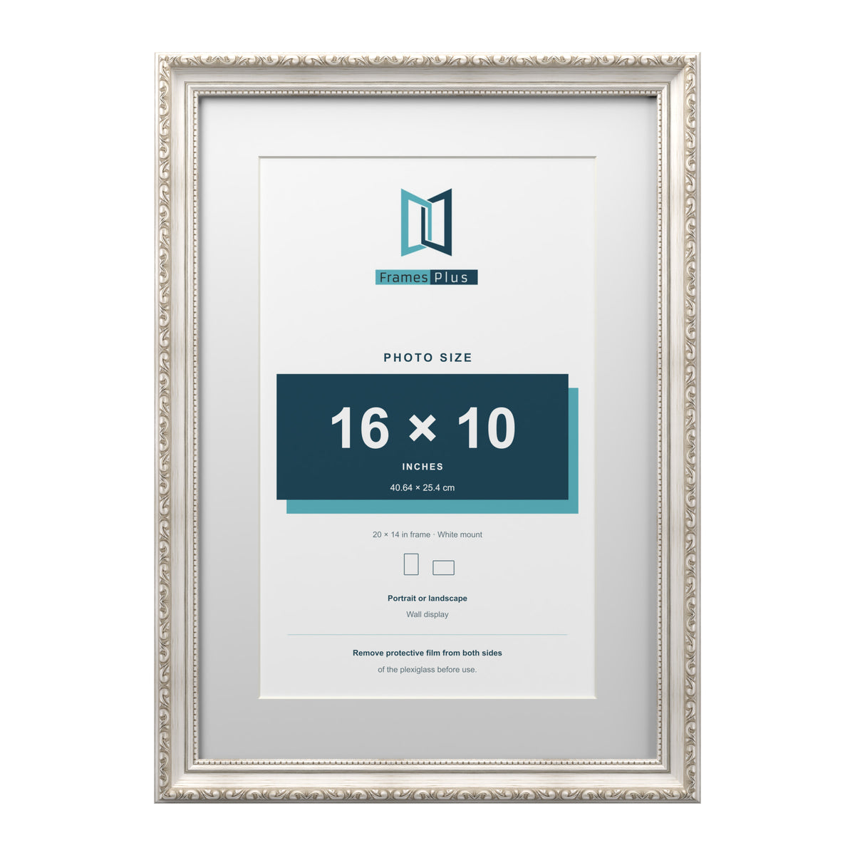 Louis Range Silver Picture, Photo & Poster Frame with White Mount - 20x14" Frame for 16x10" Photo, Silver