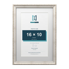 Louis Range Silver Picture, Photo & Poster Frame with White Mount - 20x14" Frame for 16x10" Photo, Silver