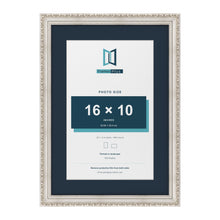 Louis Range Silver Picture, Photo & Poster Frame with Pacific Blue Mount - 20x14" Frame for 16x10" Photo, Silver