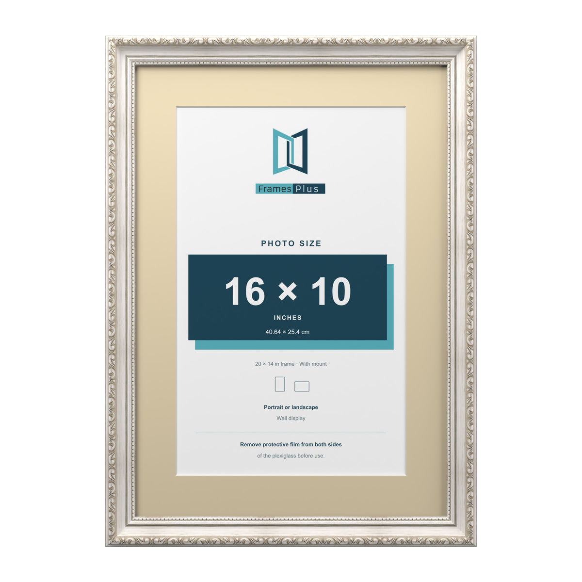 Louis Range Silver Picture, Photo & Poster Frame with Ivory Mount - 20x14" Frame for 16x10" Photo, Silver