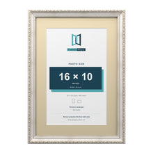 Louis Range Silver Picture, Photo & Poster Frame with Ivory Mount - 20x14" Frame for 16x10" Photo, Silver
