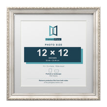 Louis Range Silver Picture, Photo & Poster Frame with White Mount - 15x15" Frame for 12x12" Photo, Silver