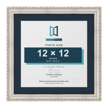Louis Range Silver Picture, Photo & Poster Frame with Pacific Blue Mount - 15x15" Frame for 12x12" Photo, Silver