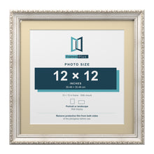Louis Range Silver Picture, Photo & Poster Frame with Ivory Mount - 15x15" Frame for 12x12" Photo, Silver