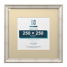 Louis Range Silver Picture, Photo & Poster Frame with Ivory Mount - 40x40cm Frame for 25x25cm Photo, Silver