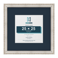 Louis Range Silver Picture, Photo & Poster Frame with Pacific Blue Mount - 40x40cm Frame for 25x25cm Photo, Silver