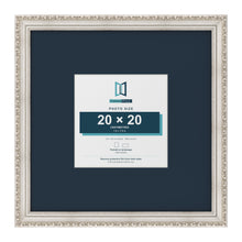 Louis Range Silver Picture, Photo & Poster Frame with Pacific Blue Mount - 40x40cm Frame for 20x20cm Photo, Silver