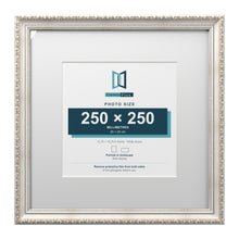 Louis Range Silver Picture, Photo & Poster Frame with White Mount - 40x40cm Frame for 25x25cm Photo, Silver