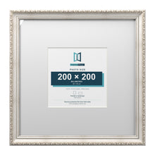 Louis Range Silver Picture, Photo & Poster Frame with White Mount - 40x40cm Frame for 20x20cm Photo, Silver