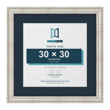 Louis Range Silver Picture, Photo & Poster Frame with Pacific Blue Mount - 40x40cm Frame for 30x30cm Photo, Silver