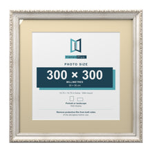Louis Range Silver Picture, Photo & Poster Frame with Ivory Mount - 40x40cm Frame for 30x30cm Photo, Silver