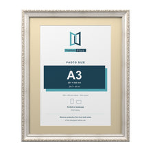 Louis Range Silver Picture, Photo & Poster Frame with Ivory Mount - 50x40cm Frame for A3 Photo, Silver