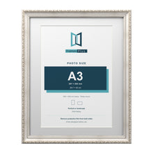 Louis Range Silver Picture, Photo & Poster Frame with White Mount - 50x40cm Frame for A3 Photo, Silver