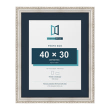 Louis Range Silver Picture, Photo & Poster Frame with Pacific Blue Mount - 50x40cm Frame for 40x30cm Photo, Silver