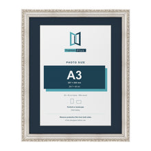 Louis Range Silver Picture, Photo & Poster Frame with Pacific Blue Mount - 50x40cm Frame for A3 Photo, Silver