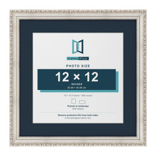 Louis Range Silver Picture, Photo & Poster Frame with Pacific Blue Mount - 16x16" Frame for 12x12" Photo, Silver