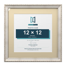 Louis Range Silver Picture, Photo & Poster Frame with Ivory Mount - 16x16" Frame for 12x12" Photo, Silver
