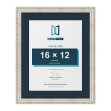 Louis Range Silver Picture, Photo & Poster Frame with Pacific Blue Mount - 20x16" Frame for 16x12" Photo, Silver