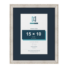 Louis Range Silver Picture, Photo & Poster Frame with Pacific Blue Mount - 20x16" Frame for 15x10" Photo, Silver