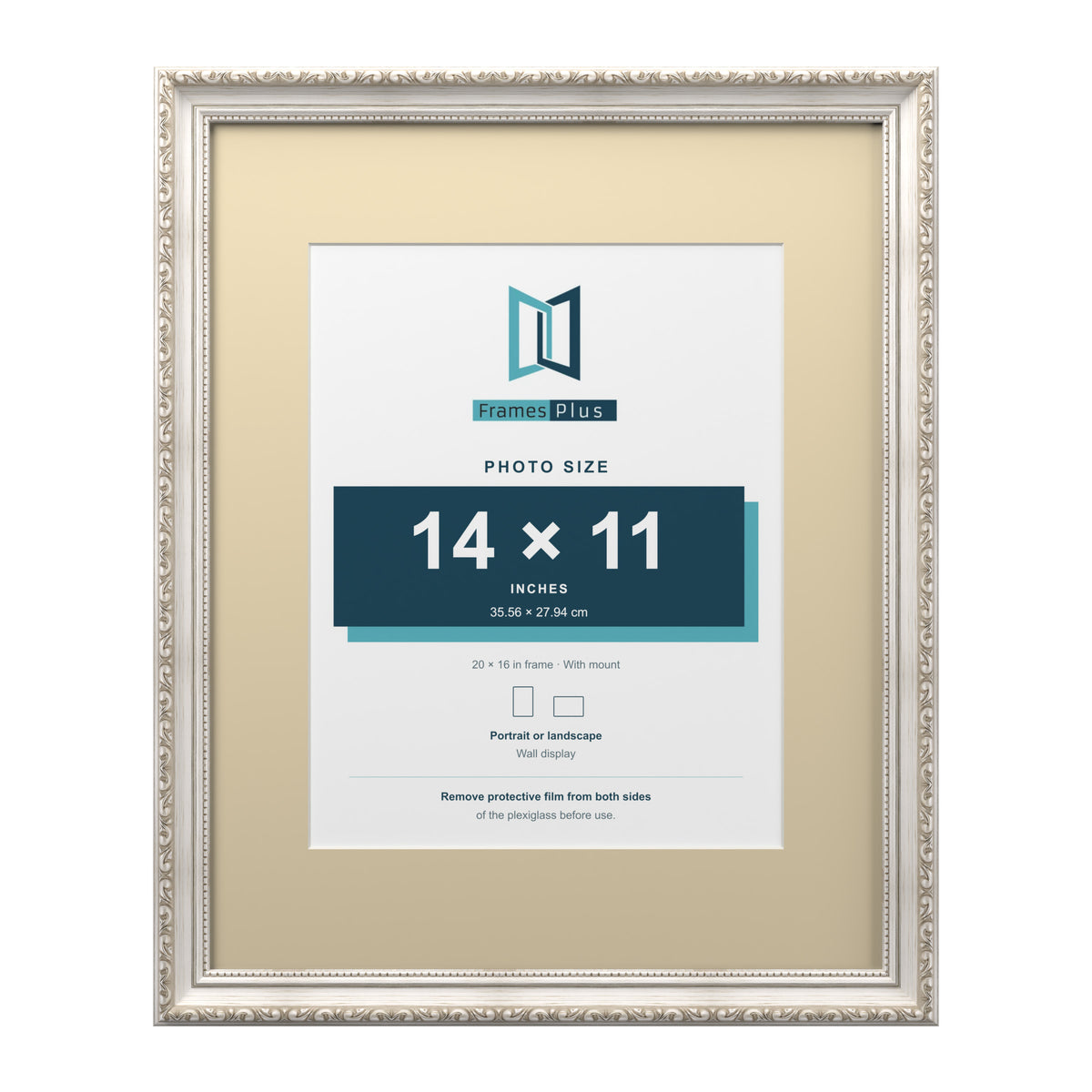 Louis Range Silver Picture, Photo & Poster Frame with Ivory Mount - 20x16" Frame for 14x11" Photo, Silver