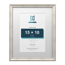 Louis Range Silver Picture, Photo & Poster Frame with White Mount - 20x16" Frame for 15x10" Photo, Silver