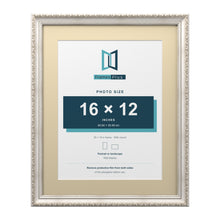 Louis Range Silver Picture, Photo & Poster Frame with Ivory Mount - 20x16" Frame for 16x12" Photo, Silver