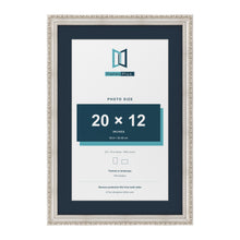 Louis Range Silver Picture, Photo & Poster Frame with Pacific Blue Mount - 24x16" Frame for 20x12" Photo, Silver