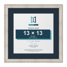 Louis Range Silver Picture, Photo & Poster Frame with Pacific Blue Mount - 17x17" Frame for 13x13" Photo, Silver