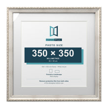 Louis Range Silver Picture, Photo & Poster Frame with White Mount - 45x45cm Frame for 35x35cm Photo, Silver