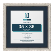 Louis Range Silver Picture, Photo & Poster Frame with Pacific Blue Mount - 45x45cm Frame for 35x35cm Photo, Silver