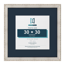 Louis Range Silver Picture, Photo & Poster Frame with Pacific Blue Mount - 45x45cm Frame for 30x30cm Photo, Silver