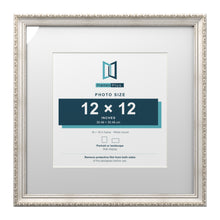 Louis Range Silver Picture, Photo & Poster Frame with White Mount - 18x18" Frame for 12x12" Photo, Silver