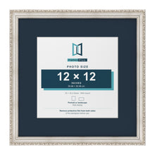 Louis Range Silver Picture, Photo & Poster Frame with Pacific Blue Mount - 18x18" Frame for 12x12" Photo, Silver