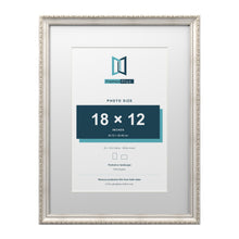 Louis Range Silver Picture, Photo & Poster Frame with White Mount - 24x18" Frame for 18x12" Photo, Silver