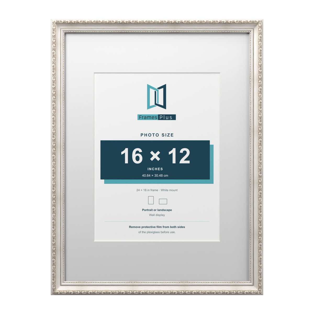 Louis Range Silver Picture, Photo & Poster Frame with White Mount - 24x18" Frame for 16x12" Photo, Silver