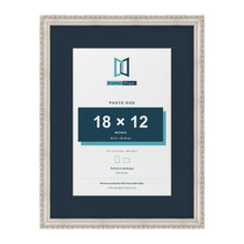 Louis Range Silver Picture, Photo & Poster Frame with Pacific Blue Mount - 24x18" Frame for 18x12" Photo, Silver
