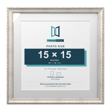 Louis Range Silver Picture, Photo & Poster Frame with White Mount - 19x19" Frame for 15x15" Photo, Silver
