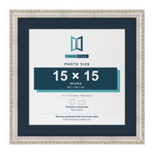 Louis Range Silver Picture, Photo & Poster Frame with Pacific Blue Mount - 19x19" Frame for 15x15" Photo, Silver