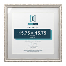 Louis Range Silver Picture, Photo & Poster Frame with White Mount - 50x50cm Frame for 40x40cm Photo, Silver