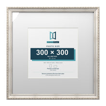 Louis Range Silver Picture, Photo & Poster Frame with White Mount - 50x50cm Frame for 30x30cm Photo, Silver