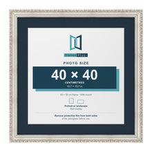 Louis Range Silver Picture, Photo & Poster Frame with Pacific Blue Mount - 50x50cm Frame for 40x40cm Photo, Silver