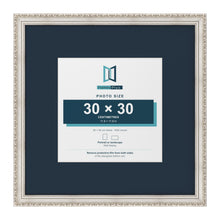 Louis Range Silver Picture, Photo & Poster Frame with Pacific Blue Mount - 50x50cm Frame for 30x30cm Photo, Silver