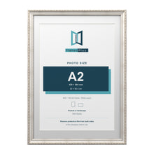 Louis Range Silver Picture, Photo & Poster Frame with White Mount - 70x50cm Frame for A2 Photo, Silver
