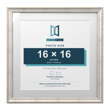 Louis Range Silver Picture, Photo & Poster Frame with White Mount - 20x20" Frame for 16x16" Photo, Silver