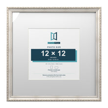 Louis Range Silver Picture, Photo & Poster Frame with White Mount - 20x20" Frame for 12x12" Photo, Silver