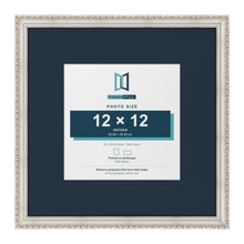 Louis Range Silver Picture, Photo & Poster Frame with Pacific Blue Mount - 20x20" Frame for 12x12" Photo, Silver