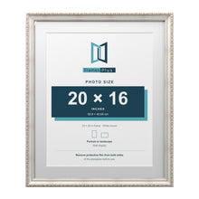 Louis Range Silver Picture, Photo & Poster Frame with White Mount - 24x20" Frame for 20x16" Photo, Silver