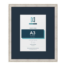 Louis Range Silver Picture, Photo & Poster Frame with Pacific Blue Mount - 24x20" Frame for A3 Photo, Silver